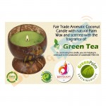 Diyaan Coconut Shell Palm Oil Wax Handmade Green Tea Candle with Holder
