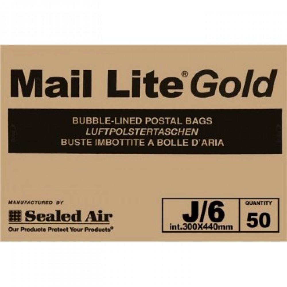 Mail Lite Gold / Brown J/6 Bubble Padded Envelopes 330 x 440mm - Box of 50