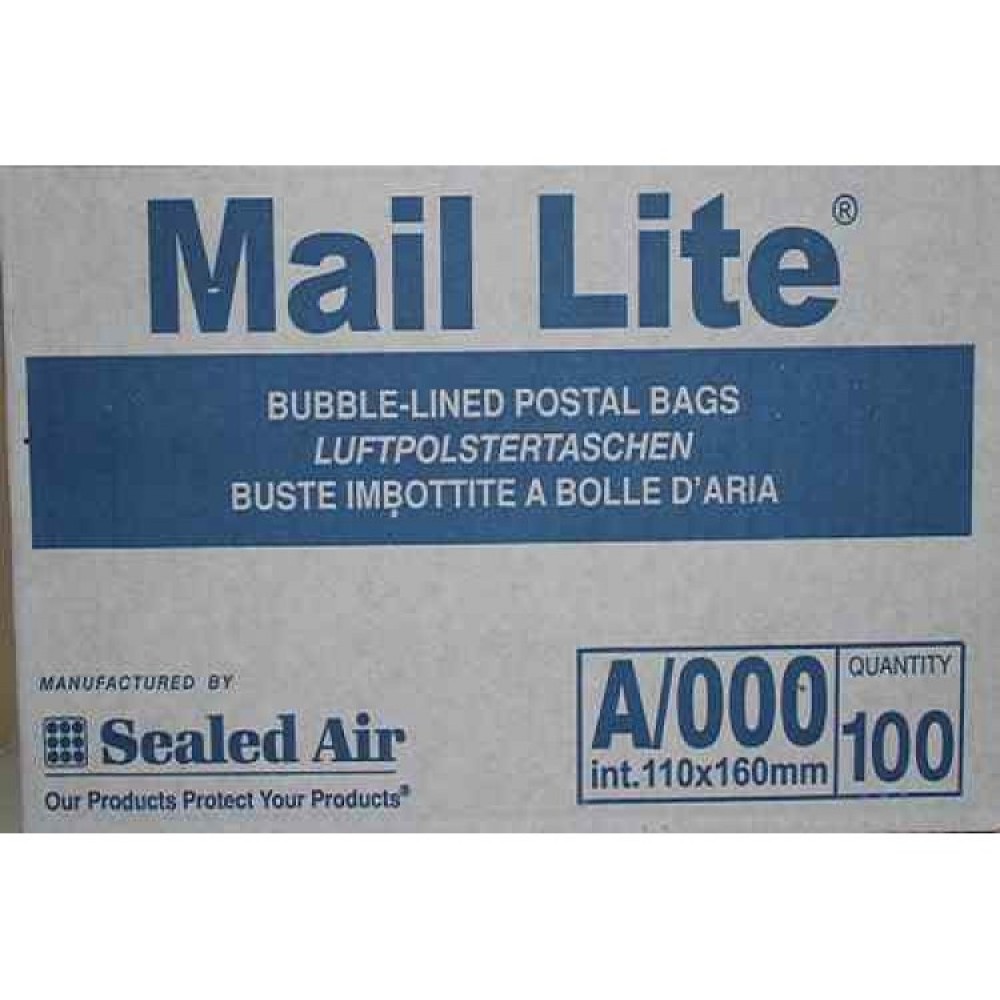Mail Lite White A/000 Bubble Padded Envelopes 110 x 160mm, Box of 100