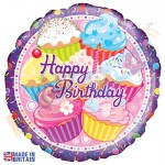 Happy Birthday Cupcake Helium Foil Balloon 18 inches