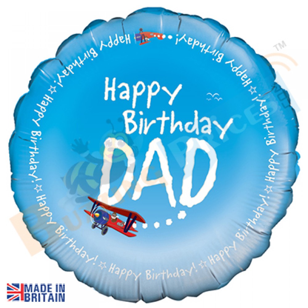 Happy Birthday Dad Blue Helium Foil Balloon 18 inches