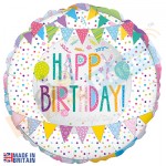 Happy Birthday Patchwork Bunting Helium Foil Balloon 18 inches