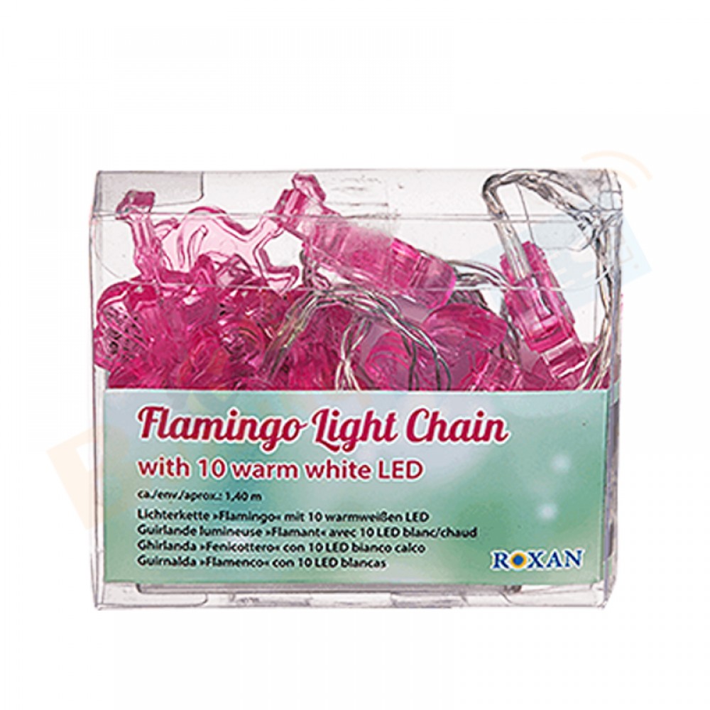Pink Flamingo 10 Led Warm White Light Chain 