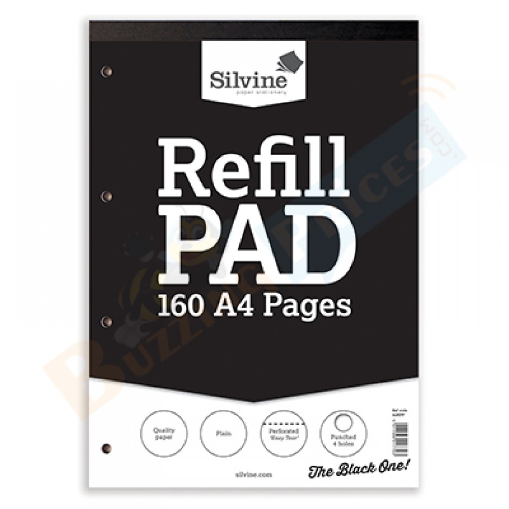Silvine A4 Refill Pad Plain, 160 Pages
